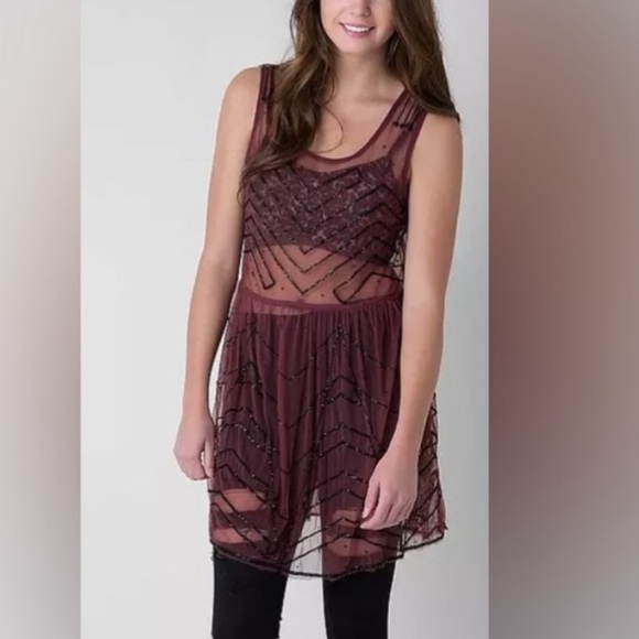 Free People Mesh Sequined Holiday Dress - Picture 7 of 9